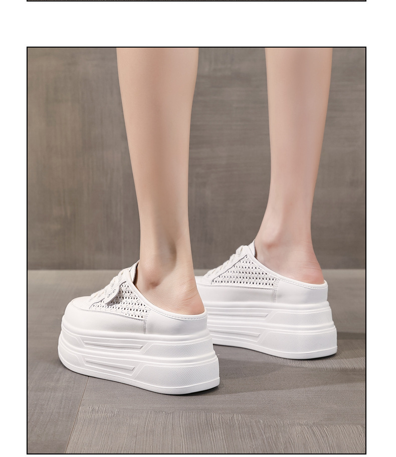 Giày sneaker nữ đế dày tăng chiều cao, phong cách basic trắng, form slip-on tiện lợi — màu trắng chi tiết 11