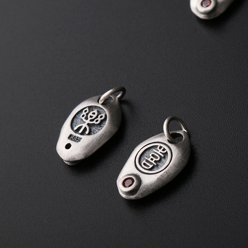 matte retro ethnic double-sided pendant