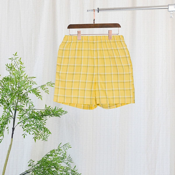 Women's yellow grid single shorts HKW3008