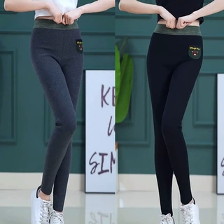 羊羔绒小熊打底裤女外穿提臀保暖棉裤修身显瘦大码立体图案可光腿