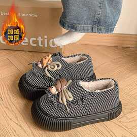 今年流行的棉鞋加绒加厚面包鞋韩版超软毛毛鞋女轻便休闲板鞋