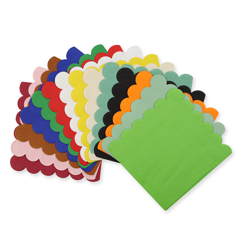 Factory wholesale disposable birthday party 25*25 lace solid color tissue tissue napkin decoration supplies