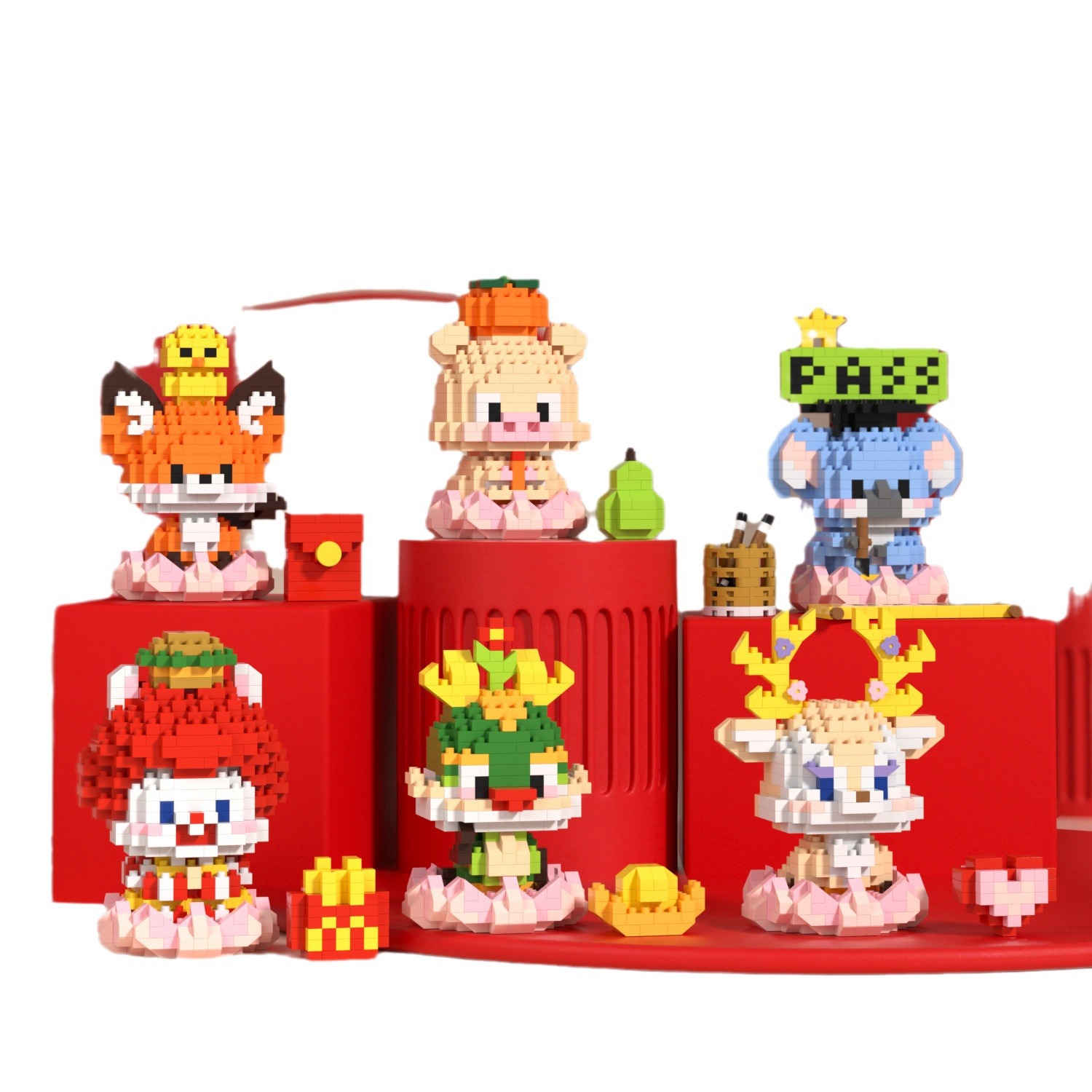 Compatible con Lego pequeño Dios Bestia buena suerte Lotus Dragon Año imagen building block muñeca juguete de los niños creativos regalo Año Nuevo