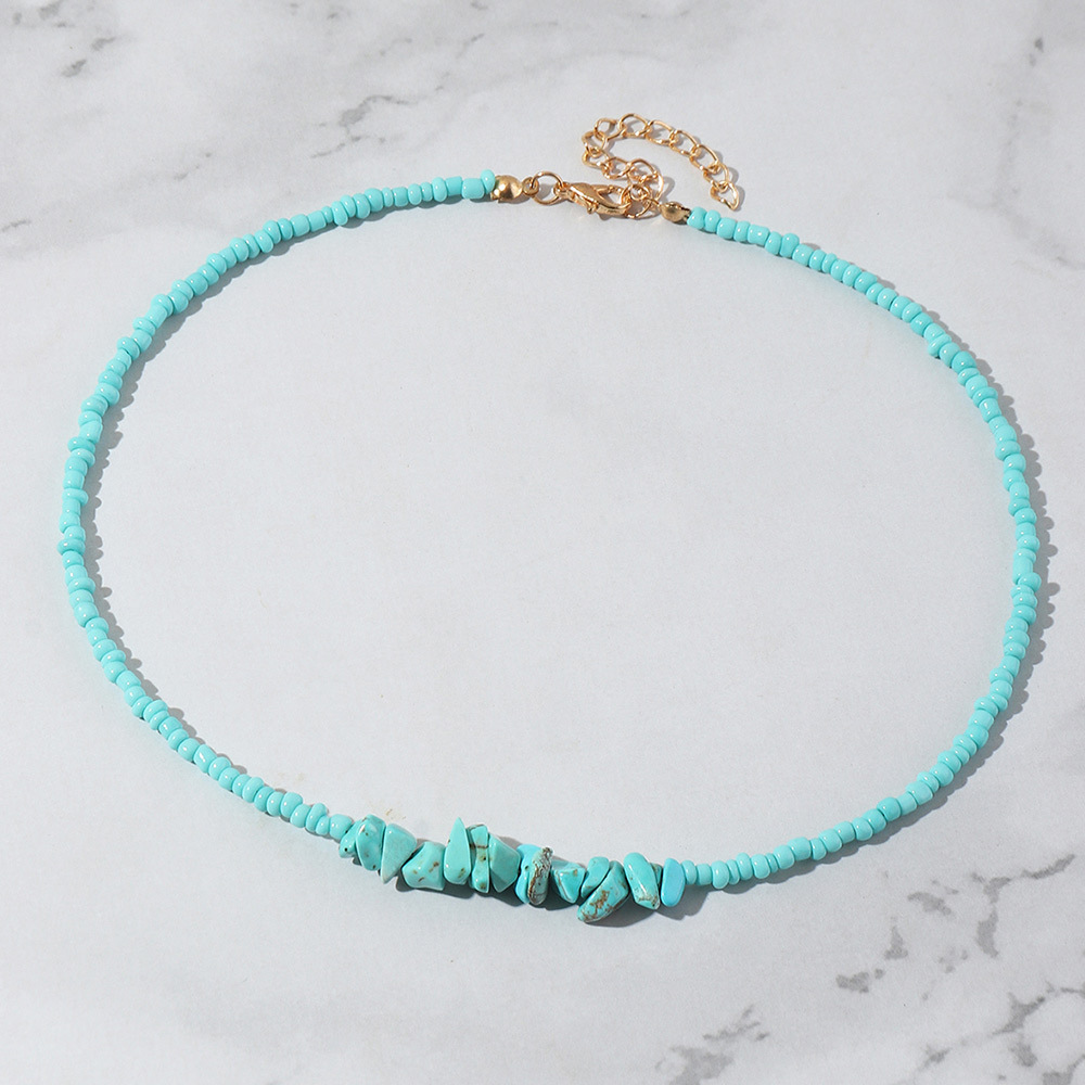 wholesale jewelry irregular crystal gravel color rice bead necklace Nihaojewelry