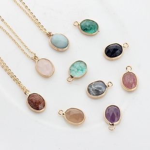 Natural Stone Copper Clad Phnom Penh Oval Pendant diy Handmade Jewelry Necklace Earrings Accessories Material Wholesale