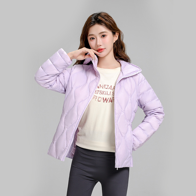 Chaqueta de plumón casual ligera de mujer moda polifacética blanca ligera caliente invierno y otoño abrigo delgado grande