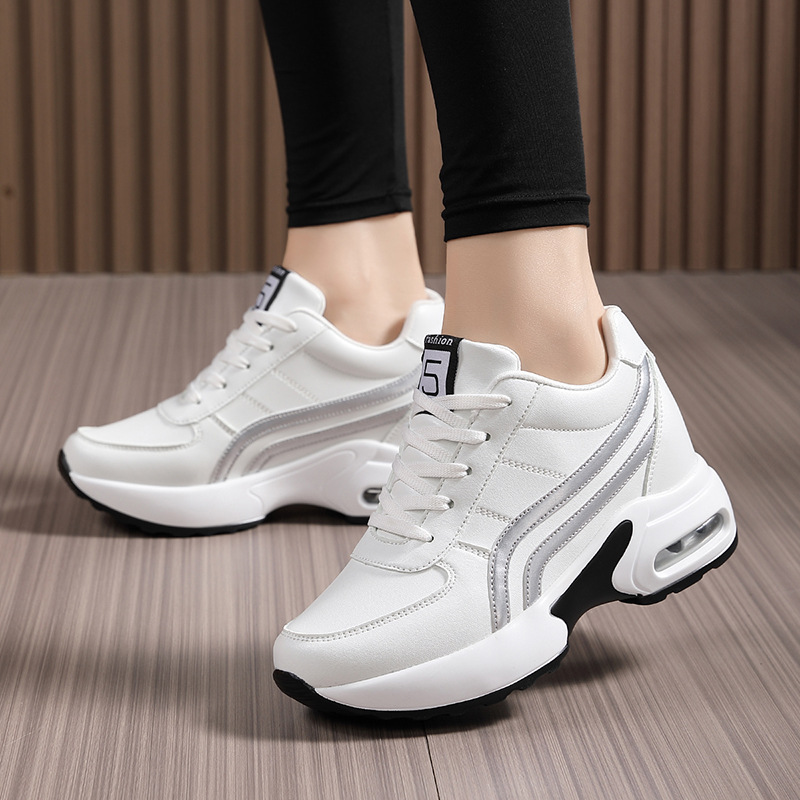 Zapatillas deportivas de plataforma de malla de talla grande para mujer, con aumento de altura de 8 cm, suela gruesa con amortiguación de aire, calzado deportivo informal para personas pequeñas, venta al por mayor transfronteriza.