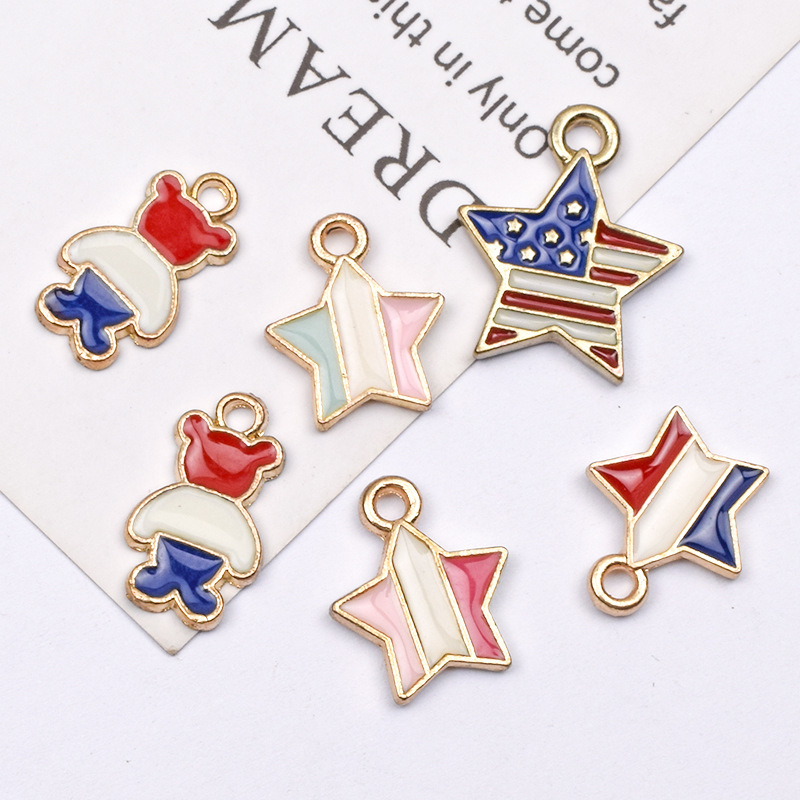 10 Pièces/paquet Style Simple Drapeau National Star Alliage Émail Bijoux Accessoires display picture 2