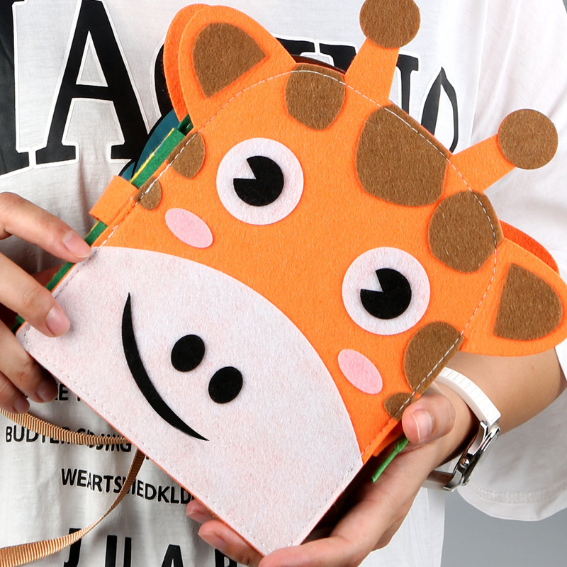 Nuevo tablero de aprendizaje de fieltro para niños educación temprana multifuncional girafa fieltro tablero ocupado forma cognitiva juguete de acertijo
