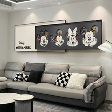 新款立体积木客厅装饰画米奇创意横幅壁画北欧风沙发背景墙