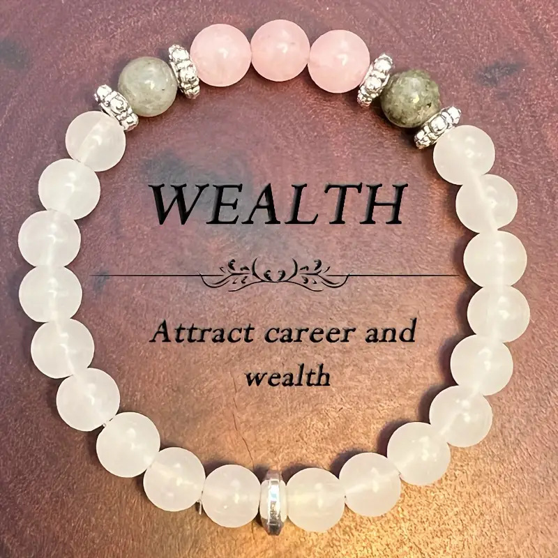 Cross-border Explosions temu Xiyin TK Beaded Bracelet Handmade Bracelet Made of Rose Quartz Stone and Lavolite