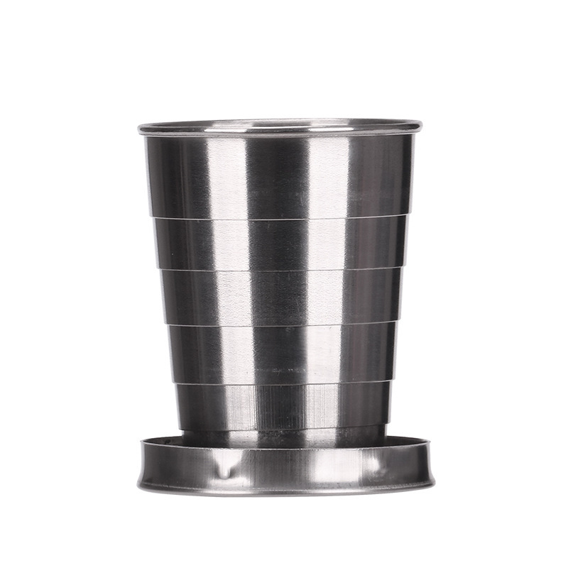 不锈钢跨境伸缩杯折叠杯 四折酒杯旅游户外用品礼品250ml