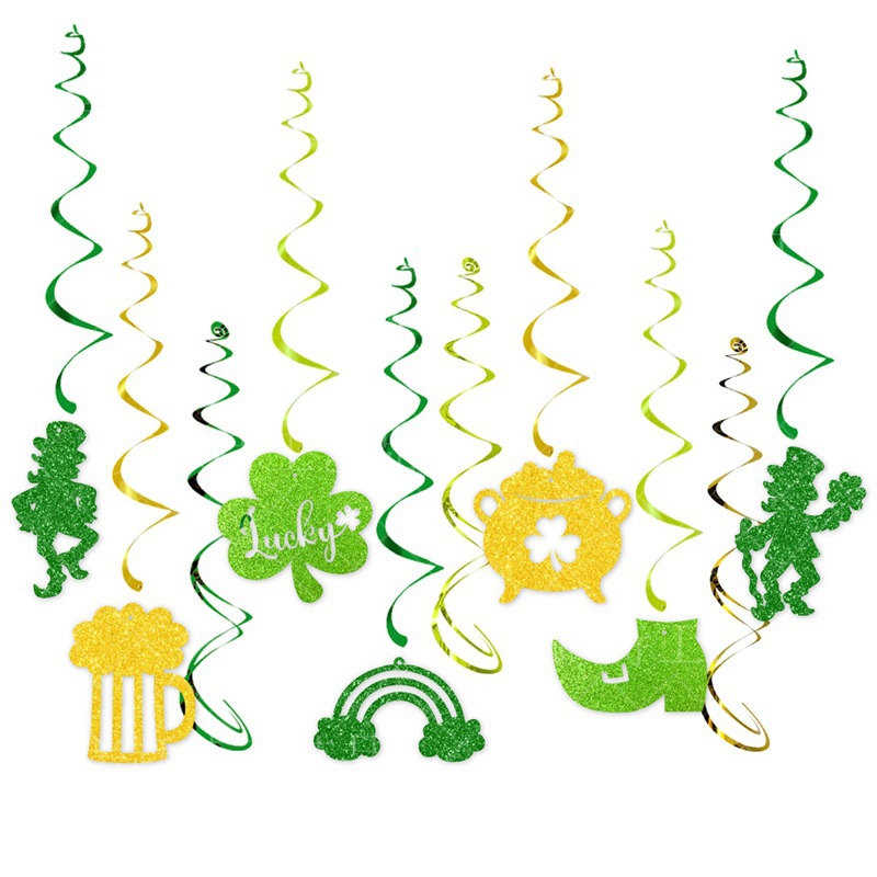 2024 nuevo día de San Patricio fiesta decoración espiral colgante ornamento irlandés Festival decoración espiral etiqueta