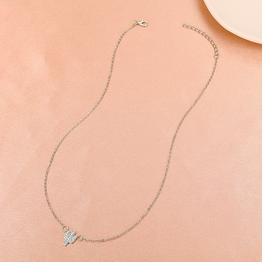 zircon cactus pendant simple necklace wholesale jewelry Nihaojewelry