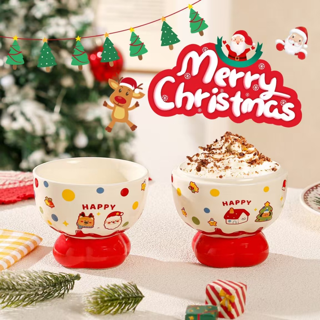 Taza de Navidad creativa, taza de caramelo, souvenirs de cerámica, linda caja de regalo, taza de agua potable personalizada transfronteriza para el hogar