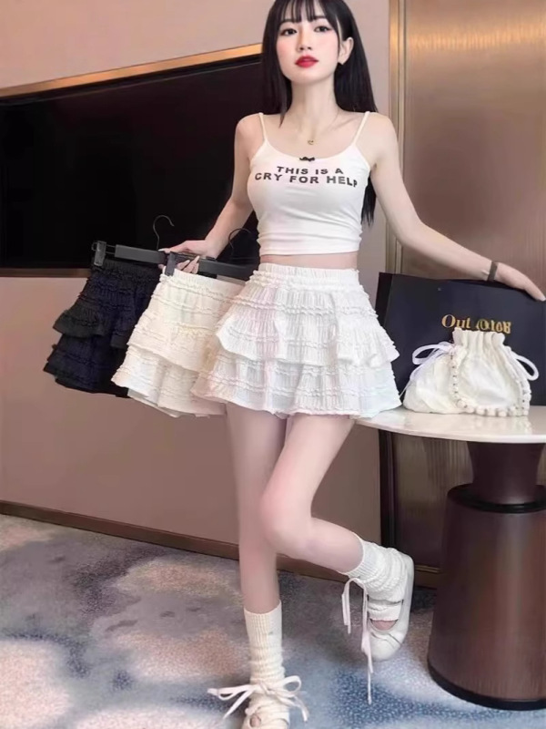 公主短裙蕾丝芭蕾风半身裙女早春秋2025新款蛋糕裙蓬蓬裙高腰显瘦|undefined