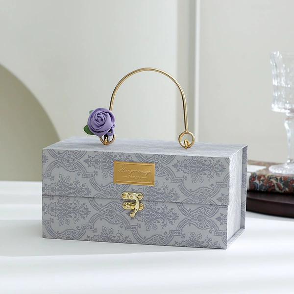 Purple gift box with decoration