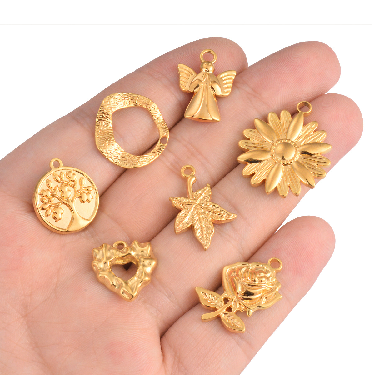 12g Weight PVD Coated Gold Plating Process Pendant Jewelry Making Type DIY Jewelry Accessories Classification 304 Stainless Steel Material Multiple Specifications Festival Leaf, Starfish, Flower Pattern Simple Style Style Plating Craft 304 Stainless Steel Leaf Starfish Flower Pendant 1