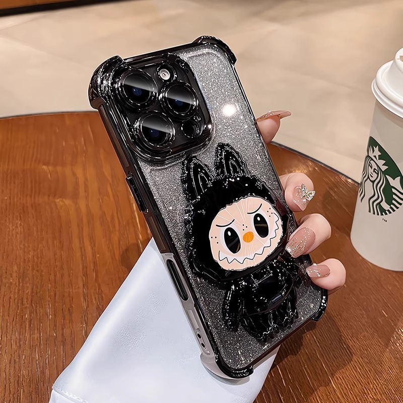 スタンドは、Apple 17promaxラブブ携帯電話ケース、iPhone16オールインクルーシブ14化粧鏡保護カバーに適しています。|undefined
