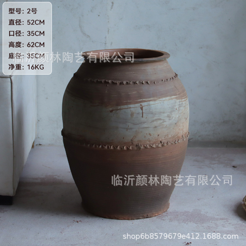 Gran olla de cerámica de aterrizaje cerámica gruesa cerámica de viento tranquilo cerámica decorativa de alojamiento cerámica de viento medieval botella de cerámica hecha a mano adornos de exhibición