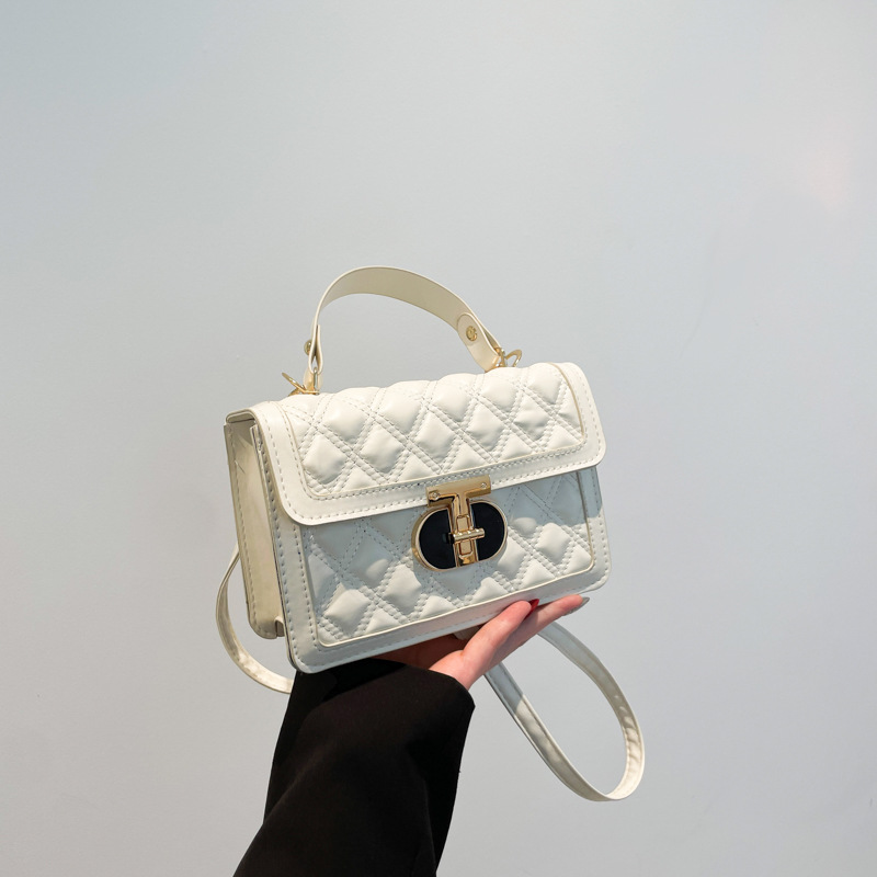 2024 invierno nuevo temperamento de moda bolso de mujer de bloqueo estilo coreano estilo de moda bordado rombo bolso pequeño bolso de mano mochila