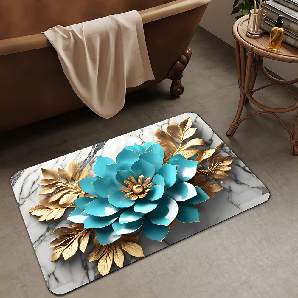 Alfombrilla de barro de diatomeas de flores tridimensionales de lujo ligero transfronterizo, alfombrilla de baño, alfombrilla de pie absorbente y antideslizante para el hogar, alfombrilla de entrada