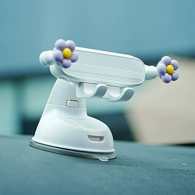 Longqi's New Cute Cartoon Car Mobile Car phone holder - textured-surface-purple-flower-decoration
