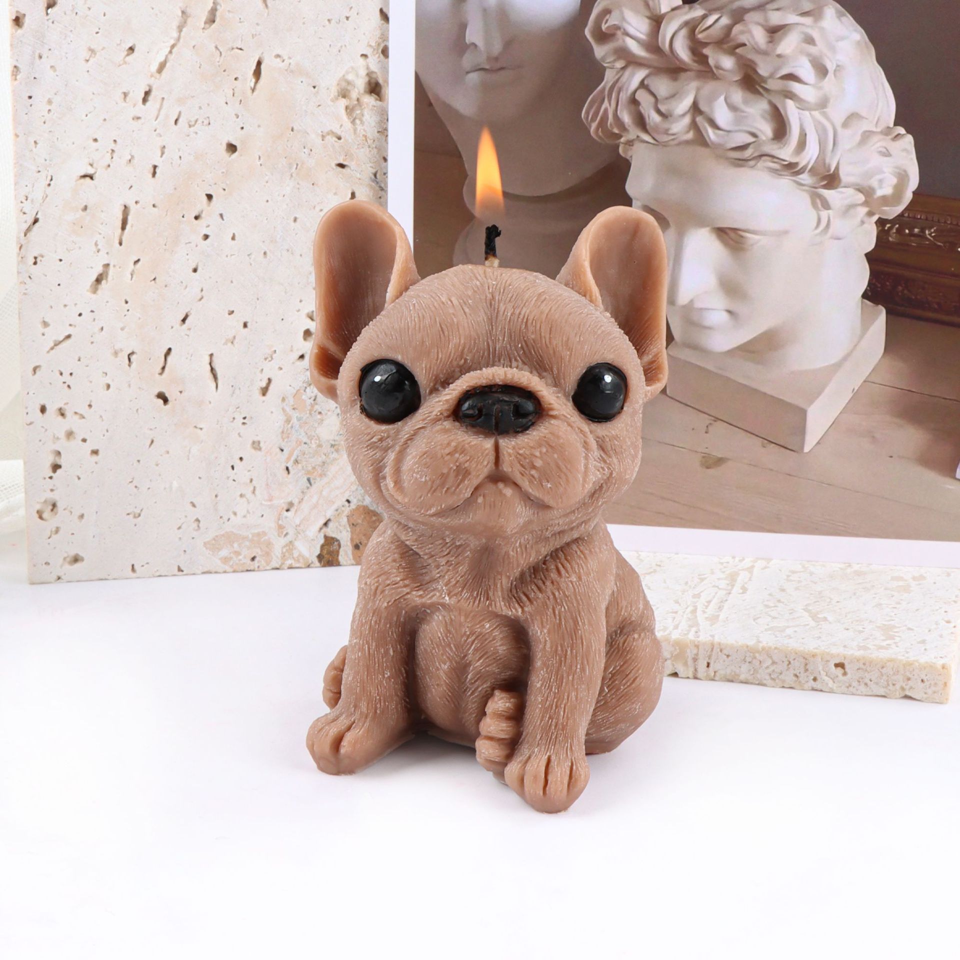 Vela de aromaterapia design pug 3d cera de soja fragrância_voghion.com