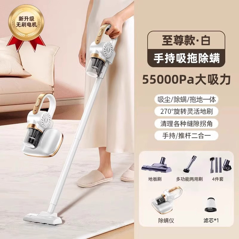 Haoyuebai [4-in-1 Supreme 모델 55000Pa 허리케인 흡입] 진공 청소기, 진드기 제거 및 걸레질 4-in-1 + 매우 긴 배터리 수명