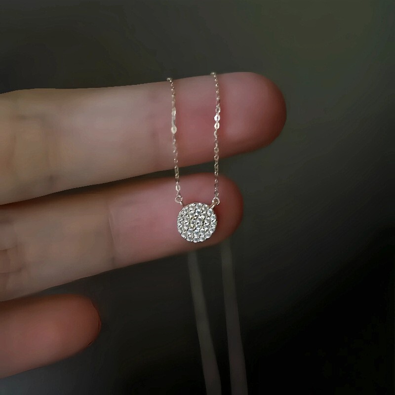 S 925純銀メッキ14k金星空円形ネックレス女性フランス軽豪華鎖骨鎖メーカー直販代理|undefined