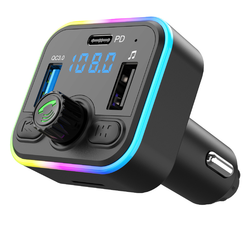 P8 p1p2p3p4p5p6p7 PD対応BluetoothカーマウントMP3プレーヤー カラフルな雰囲気照明 FMトランスミッター QC3.|undefined