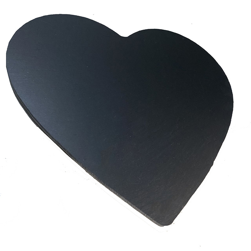 Estilo europeo y Americano natural en forma de corazón negro Placa de pizarra Placa de barbacoa Placa de roca de amor Placa de filete vajilla placa de piedra