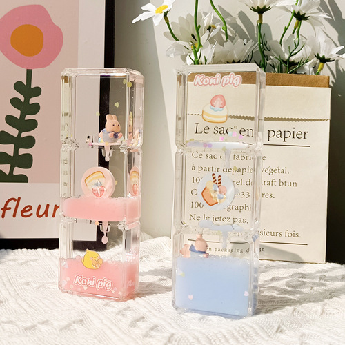 Creative cute cherry blossom oil leak desktop small ornaments decompression small objects water drop liquid hourglass birthday gift