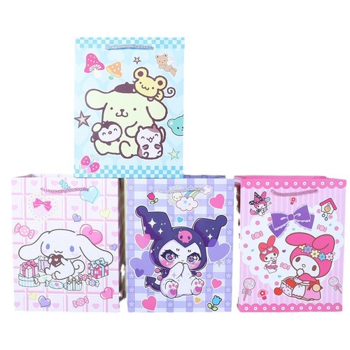 Cartoon Sanrio Animal White Card Paper Shopping Bag Animation Dusting Craft Gift Bag Cat Packaging Paper Bag