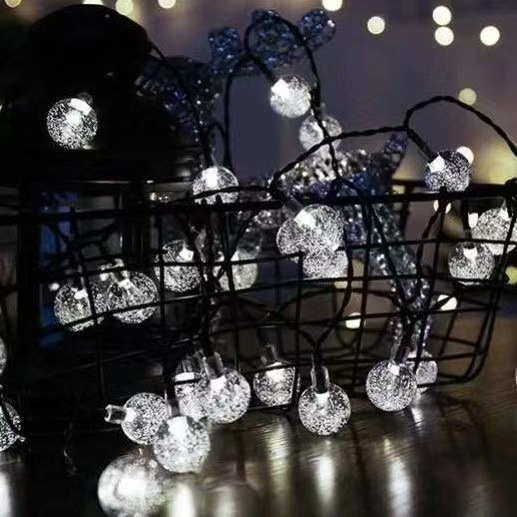 Guirnalda de luces LED con forma de burbujas de cristal, con ocho funciones, energía solar, decoración navideña, para exteriores, camping, terraza, luz ambiental