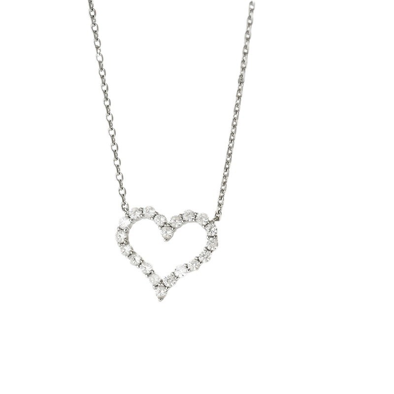 Heart-shaped Collarbone Necklace With Zircon In Luxury Style_voghion.com