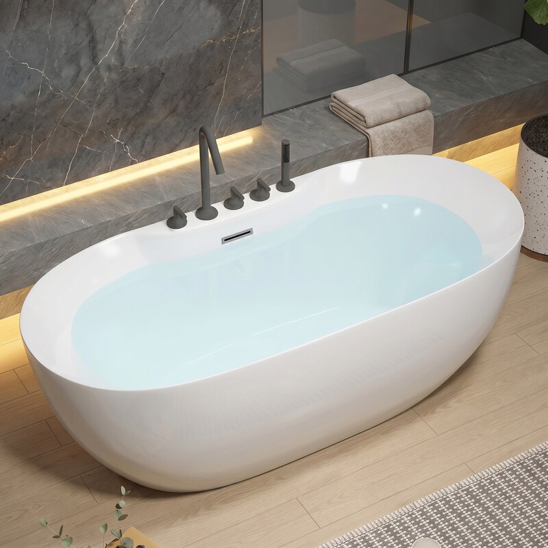 Bathroom Household Small-Sized Single-Person Acrylic Seamless Integrated High-End Freestanding Bathtub for Adults