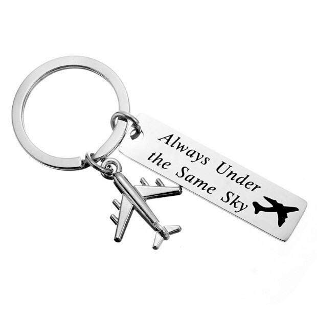 Cross-Border Best-Selling Aircraft Accessories Long Stainless Steel Keychain Pendant Creative Cute Jewelry Couple Birthday Gift