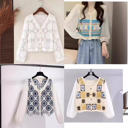 Ethnic Style New Casual Embroidered Knit Top with Floral Design, Elegant Women's Fashion Wholesale Short-Sleeve Trendy Chinese Style