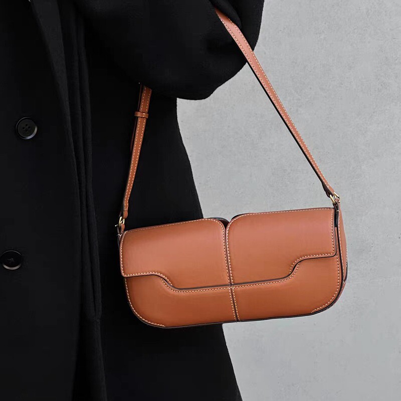 Cross-border Explosive Polene Baguette Bag Genuine Leather Underarm Bag Osmo Shoulder Bag Niche Designer Crossbody Bag for Women