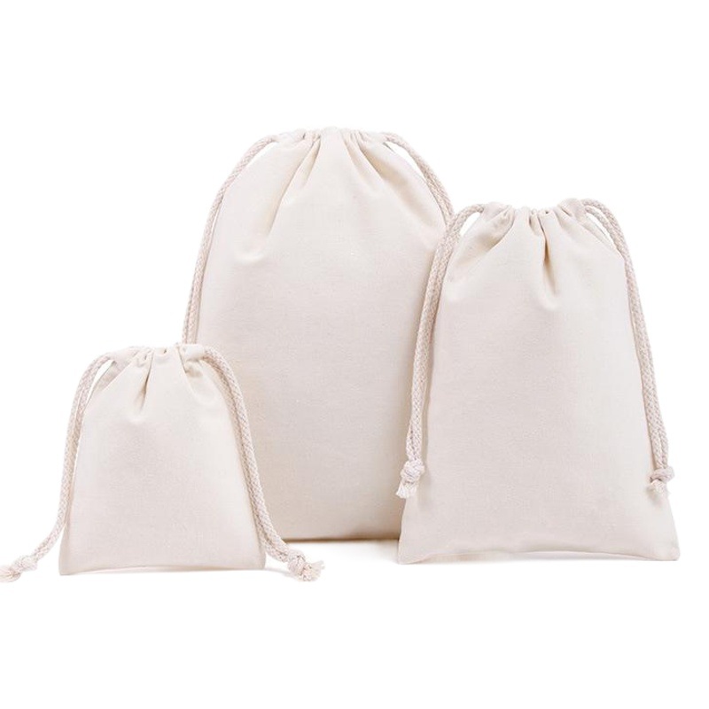 Bolsas de Algodón con Cordón, Blancas, Listas para Personalizar, Bolsas de Almacenamiento de Lona Ecológicas