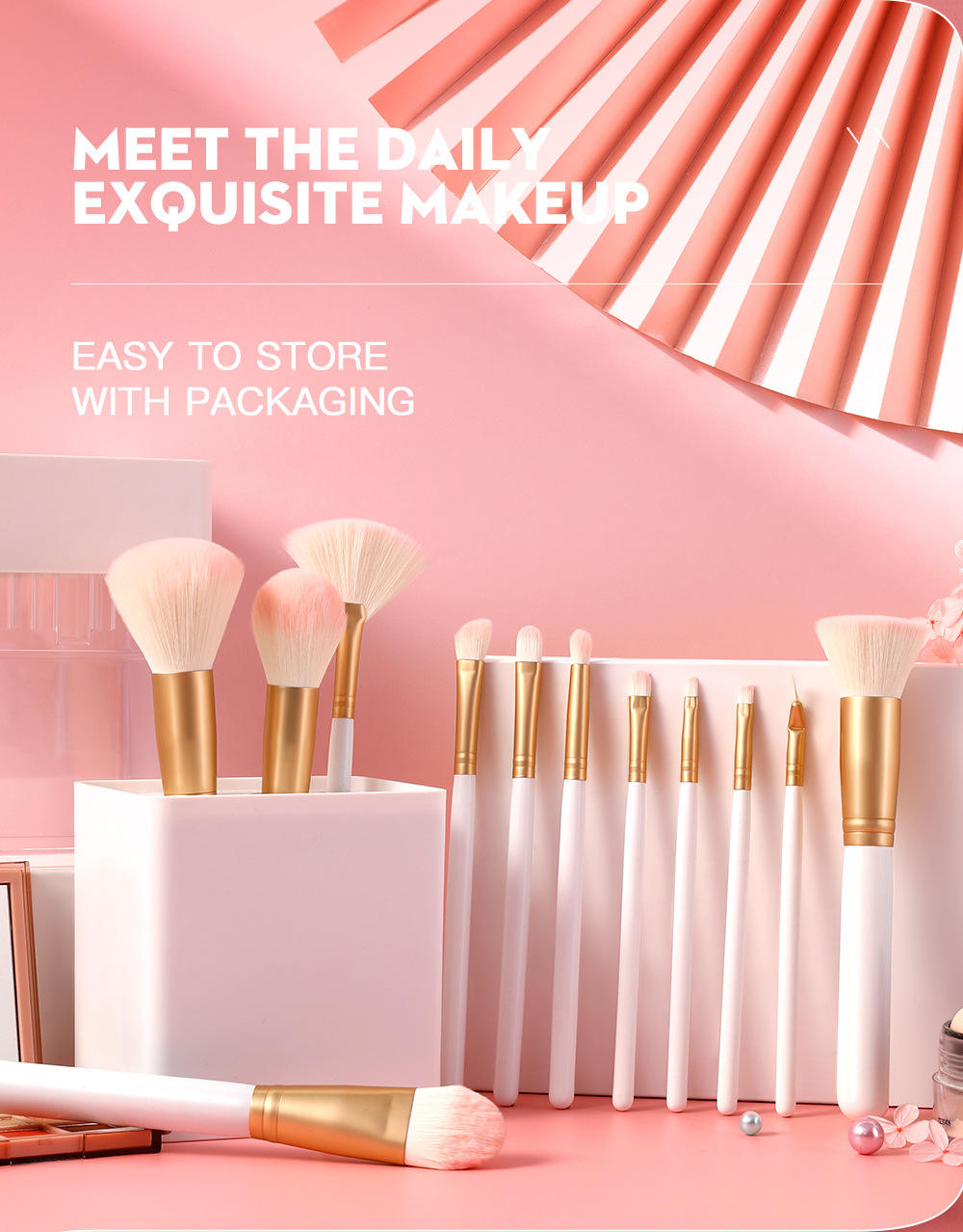 220g Weight White Color New 12 Round Tail Makeup Brush Set Eye Shadow Brush Mascara Brush Full Set Of Beauty Tools Cross-border Spot Factory Supply 1