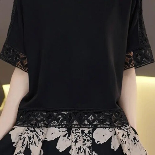 [Spring and Summer New Products] Light luxury and foreign lace T-shirt women's new fashionable women's short-sleeved top and small shirt