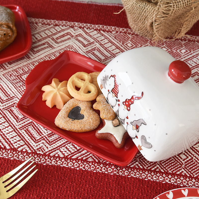 Plato para Mantequilla de Cerámica de Navidad para Postres y Comida