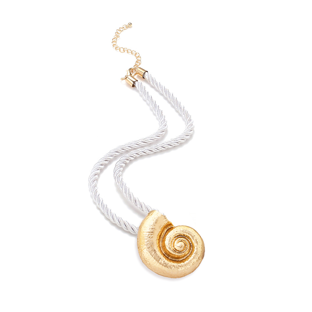 Pendant Necklace Classification Nylon Chain Material Vacation Conch Nylon Zinc Alloy Woven Chain Pendant Necklaces Wholesale