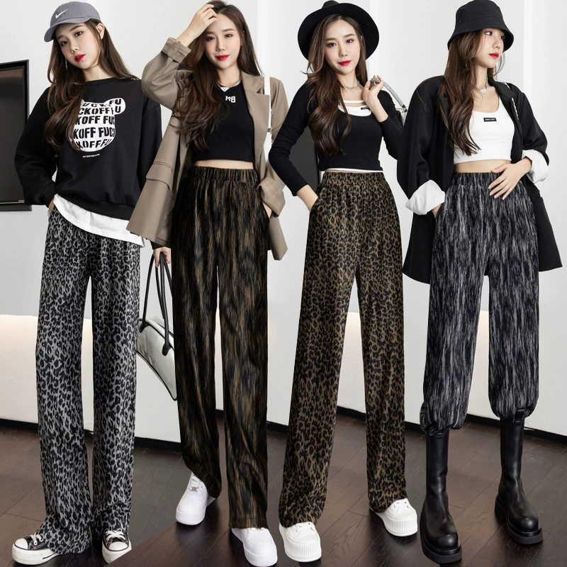 Женские плиссированные широкие брюки с принтом тай-дай, осень-зима 2021, новые бархатные драпированные прямые узкие брюки длиной до пола, тренд