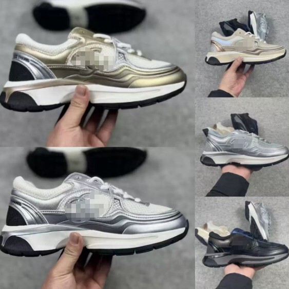 Cross-border foreign trade Chanel-style silver-tipped chunky-soled dad shoes, lightweight and versatile casual sports shoes for men and women