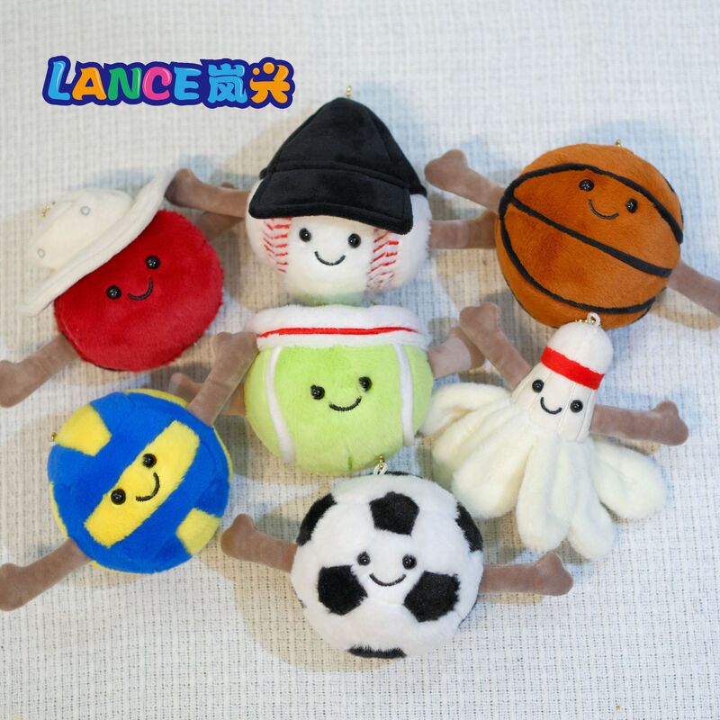 4inch Ball-Themed In-Stock 10cm Plush Original Football Basketball Badminton Volleyball Tennis Bobble Doll