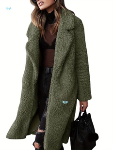 Women Coat Solid Color Cardigan Loose Jacket Long Sleeve Cross-Border