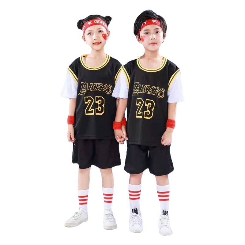Parent-Child Adult Children suit Fake Two-Piece Junior High School Basketball Suit Kindergarten Performance Training Primary and Secondary School Students Short Sleeve